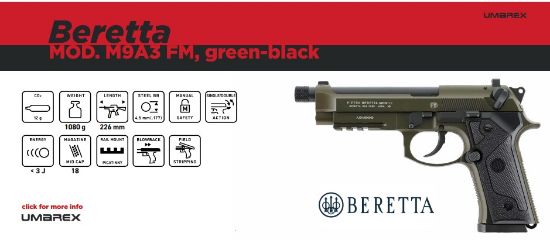 Picture of Beretta M9A3 FM Green Black Co2 Air Pistol by Umarex