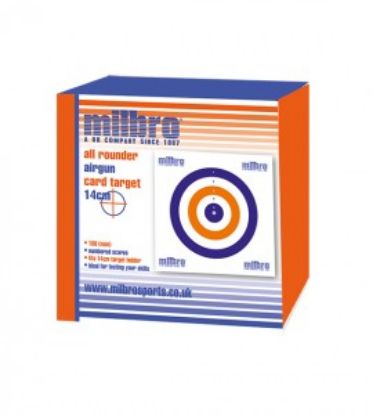 Picture of Milbro SPARE CARD TARGETS (100) Red White & Blue ( 17cm x 17cm )