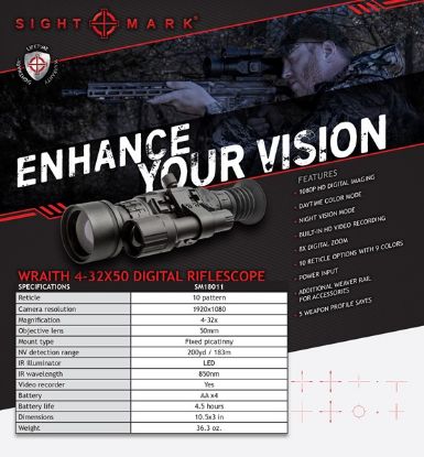 Picture of Sightmark Wraith HD 2-16x28 Digital Riflescope