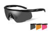 Picture of Wiley X Saber Advanced Shooting Glasses Set Advanced Grey/Light Rust/Vermillion Lens Black Frame 
